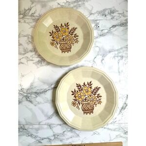 Homer Laughlin Desertstone HLC156 Dinner Plates Set 10.25in Cream Yellow 1970s